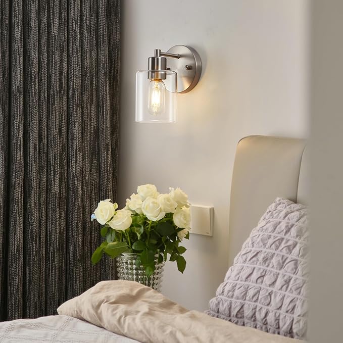1-Light Bathroom Wall Sconce, Brushed Nickel Vanity Light, Modern Wall Light - Image 2