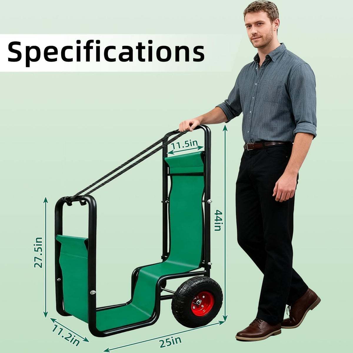 kapler firewood cart with wheels - heavy duty shown in use