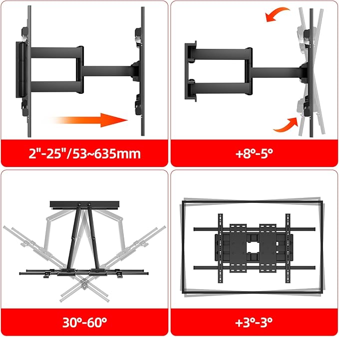 HILLPORT 98 100 TV Wall Mount 86 90 110 120 inch Full Motion Ultrathin Bracket - Image 3