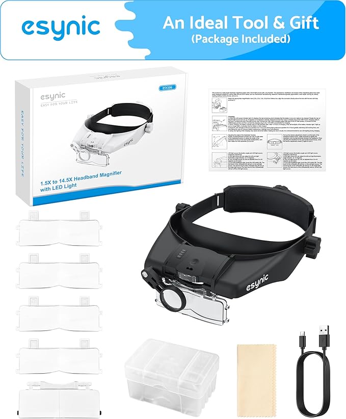 eSynic Type-C Rechargeable Magnifying Glasses Headset-Up to 13X Magnification-5 - Image 8