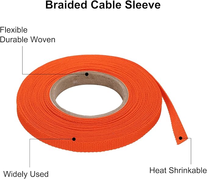 MECCANIXITY Braided Cable Sleeves Heat Shrinkable Fabric Sleeving, 1/4" 26ft - Image 4