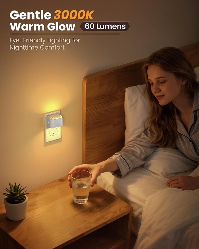 NIORSUN Plug in Night Light, Auto Brightness Sensor Night Light, 3000K Warm - Image 3