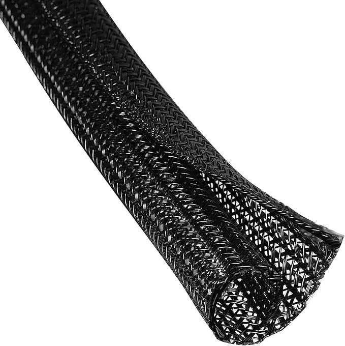 QCSIW 50ft - 1/2 Inch Heavy-Duty Braided Cable Sleeve, Split Wire Loom Tubing by QCSIW