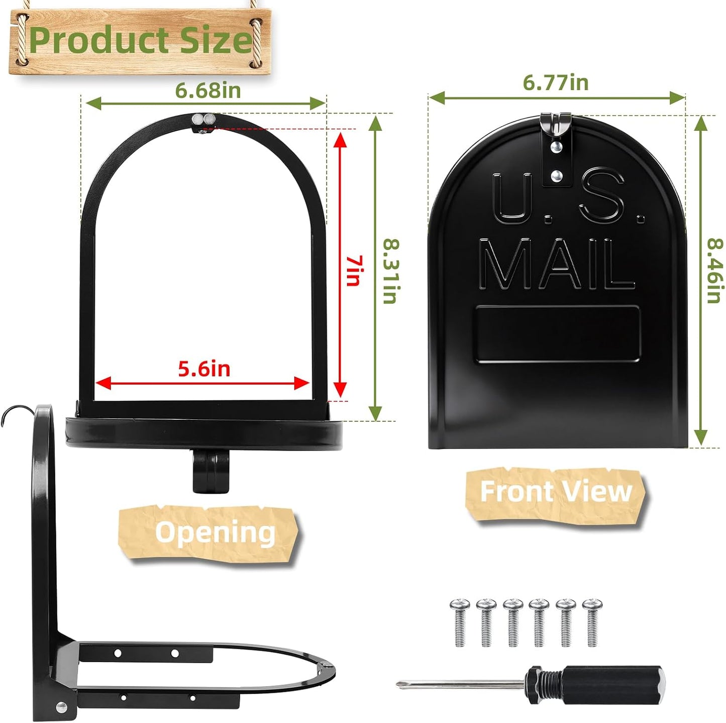 Mailbox Door Replacement 6 1/4 Inch(W) by 8 Inch(H) for Brick Mailbox Door | Fits Standard Mail Box with 6.25"W x 8"H Canister Opening,RetroFit Snap-in Replacement MailBox Door,Repair Rusted Metal Door