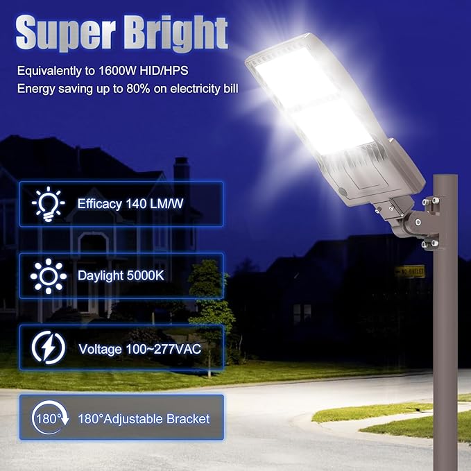 BBESTLED 4Pack 400W LED Parking Lot Light Dusk to Dawn Outdoor Lighting Arm - Image 2