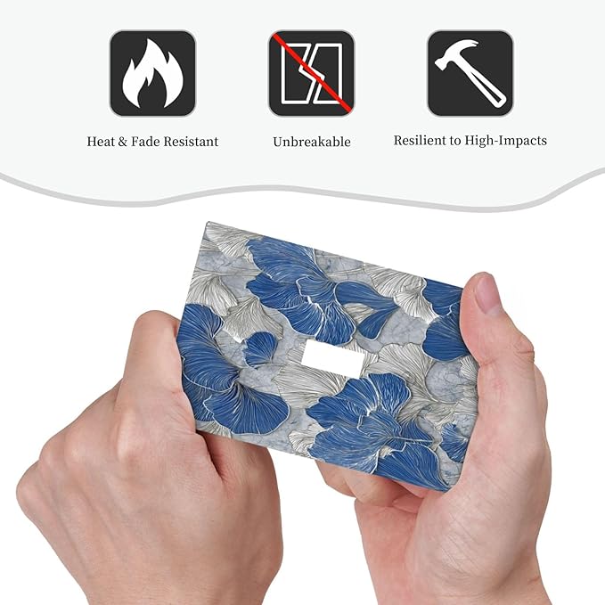 Bvtewkhz Abstract Blue Marble Plant Leaves 1 Gang Single Toggle Decorative - Image 4