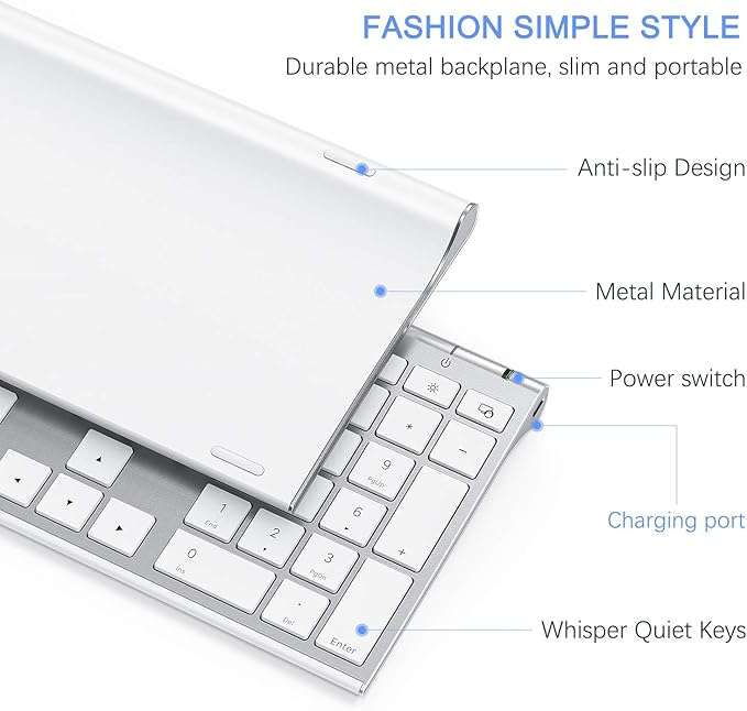 Wireless Keyboard and Mouse, Vssoplor 2.4GHz Rechargeable Compact Quiet - Image 2