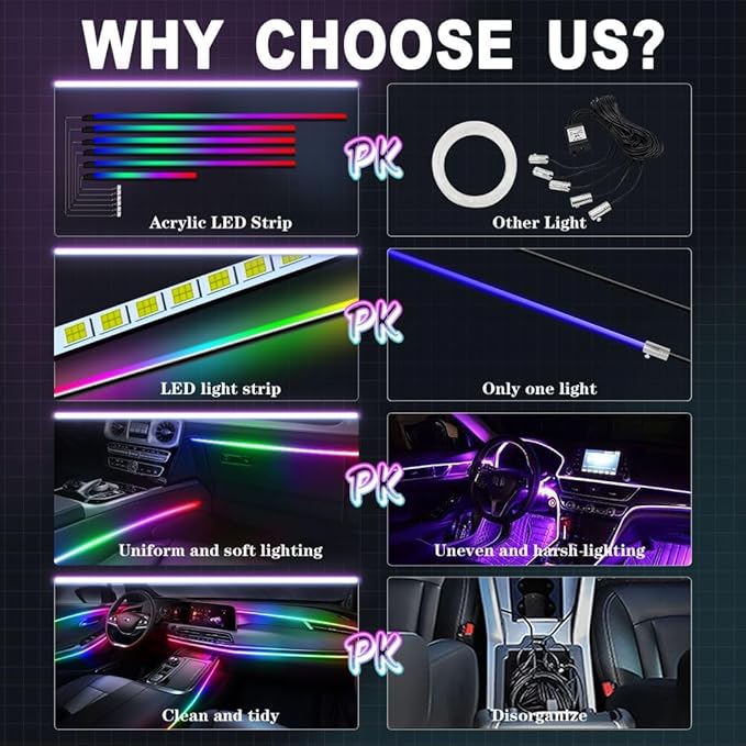 Dreamcolor Acrylic Interior Car Lights, WEBUPAR Car Accessories 6 in 1 Car LED - Image 2