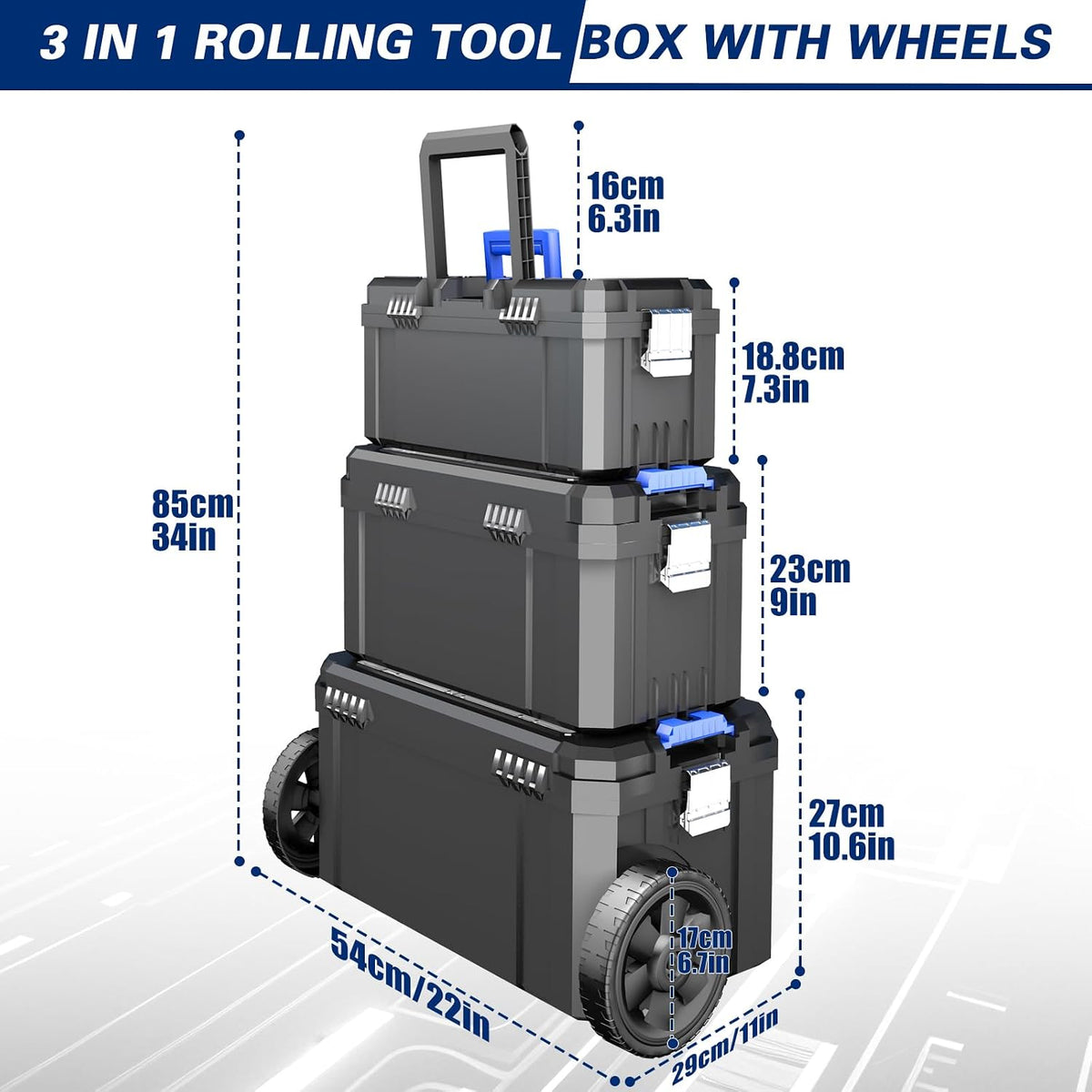 airaj 3 in 1 rolling tool box with shown in use