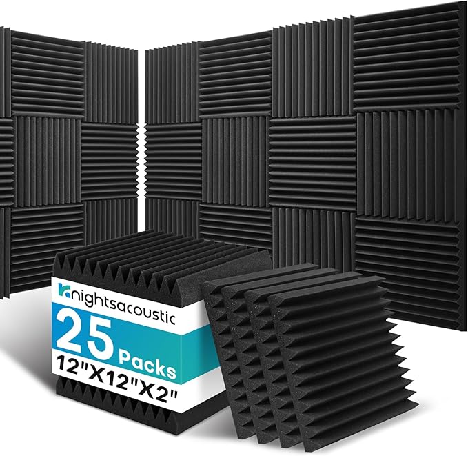 25 Pack Sound Proof Foam Panels by Knightsacoustic