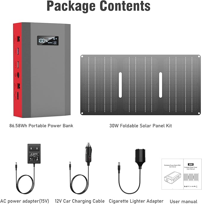 Portable Solar Power Bank with AC Outlet 65W 110V External Battery Pack - Image 7