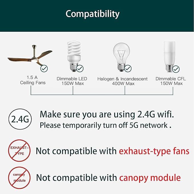 Humpptom Universal Ceiling Fan Remote Control, Ceiling Fan Wall Switch UC9050T - Image 5