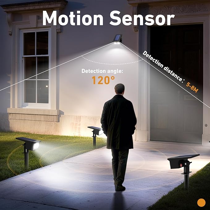 btfarm Solar Spot Lights Outdoor Waterproof, 8 Pack/3 Modes Motion Sensor Lights - Image 2