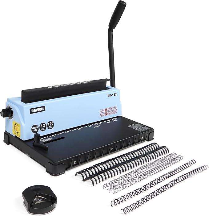 Rayson TD-132 Wire Binding Machine, 32-Hole Spiral Coil Binder, 3:1 Pitch by RAYSON