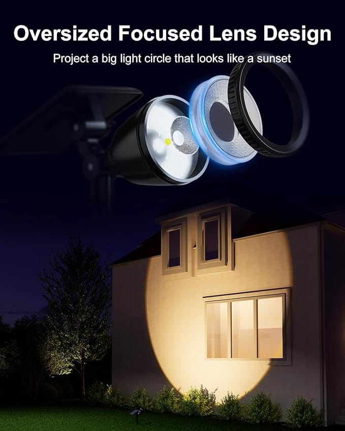 2 Pack Outdoor Solar Powered Spot Lights Waterproof Bright LED Spotlights - Image 2