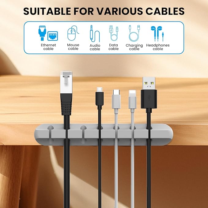 AhaStyle Cable Clips, 3 Pack Cord Holders Cable Organizer Self Adhesive Cord - Image 2