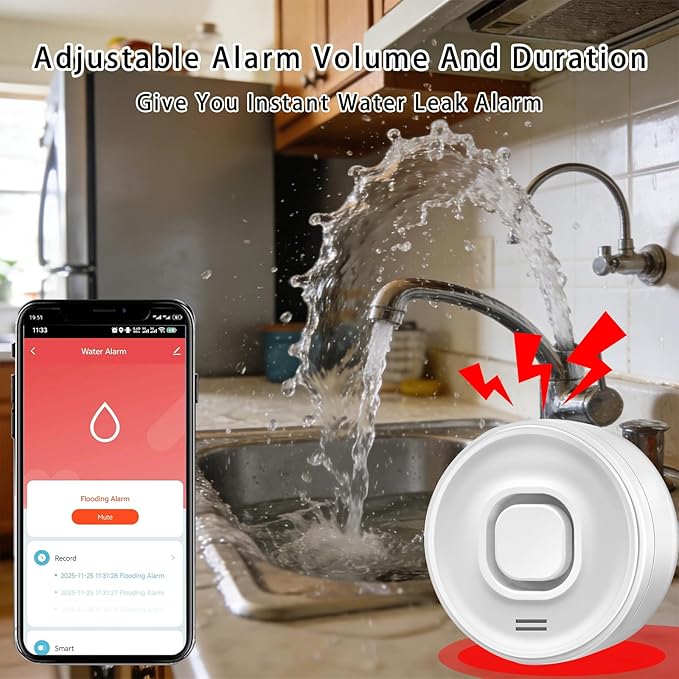 100dB Loud Wireless Water Leak Detector, WiFi Water Leak Sensor - Image 5