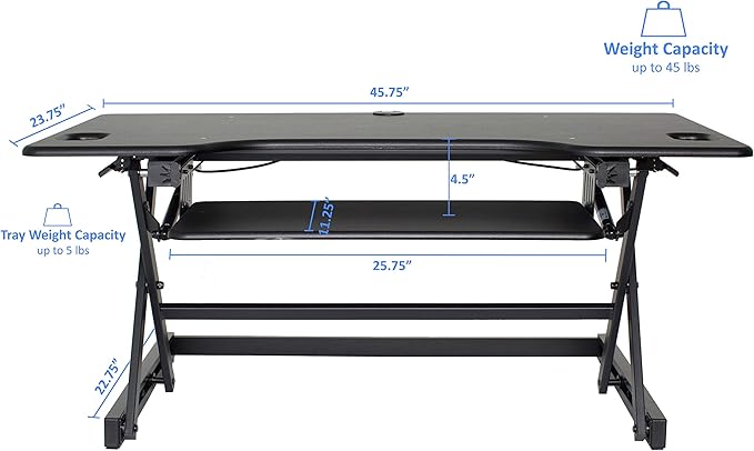 Rocelco 46" Large Height Adjustable Standing Desk Converter - Image 4