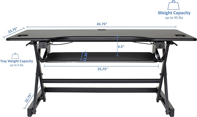 Rocelco 46" Large Height Adjustable Standing Desk Converter - Image 3