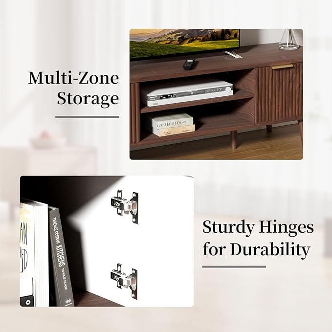 YLGJ&TIDY Modern Wood TV Stand Up to 60'', Universal Entertainment Center - Image 6