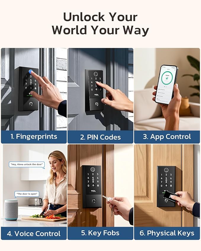 TCL D2 Plus Fingerprint Smart Lock, Wi-Fi Keyless Entry Door Lock, IP55 - Image 4