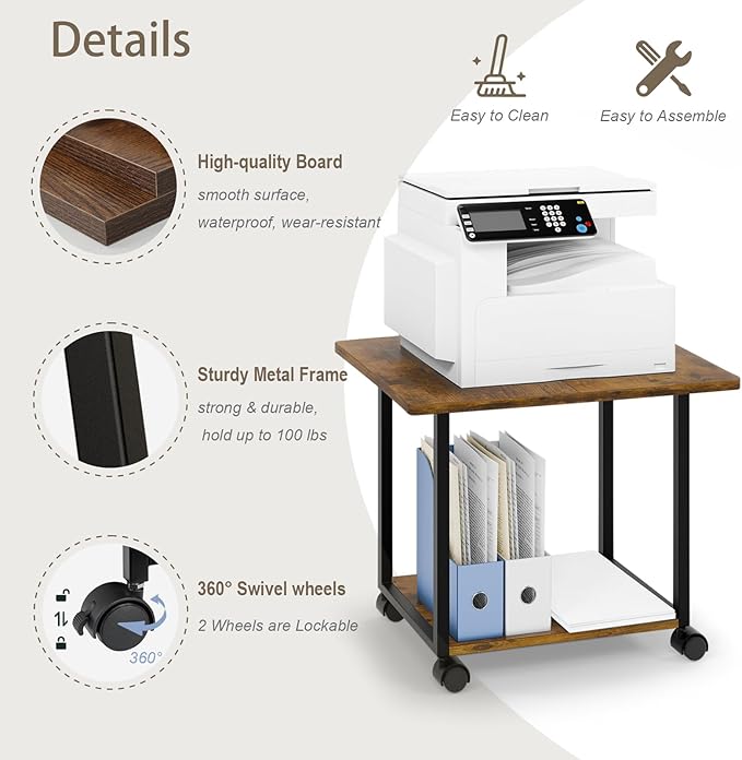MARTY 22"x15.75" Large Under Desk Printer Stand - Image 5