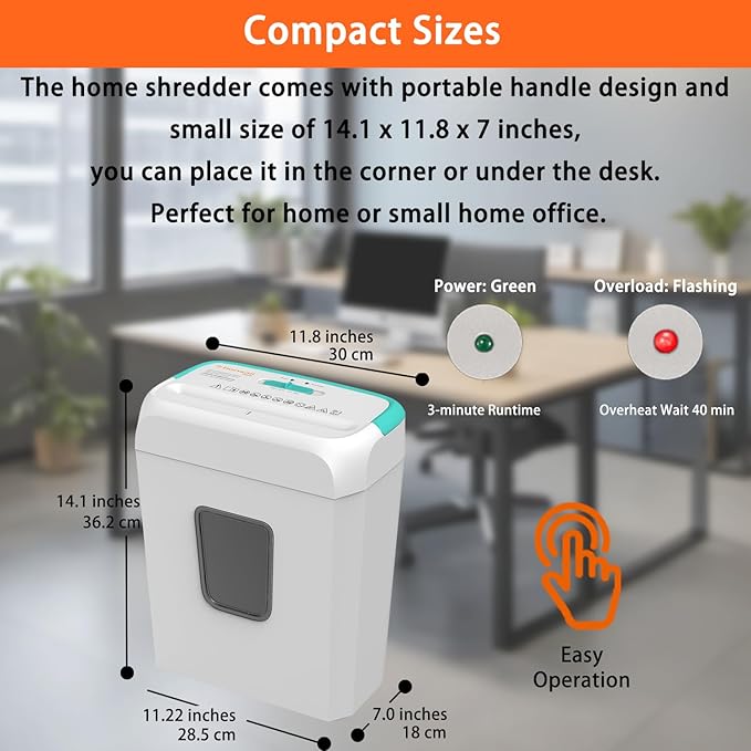 Bonsaii High Security Shredding Paper Shredder, 6-Sheet Cross-Cut, Credit Card - Image 2