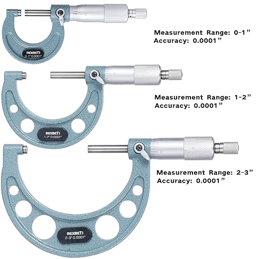 REXBETI 3Pcs Outside Micrometer Set, 0-3" Machinist Micrometer, Ultra-Precision - Image 5