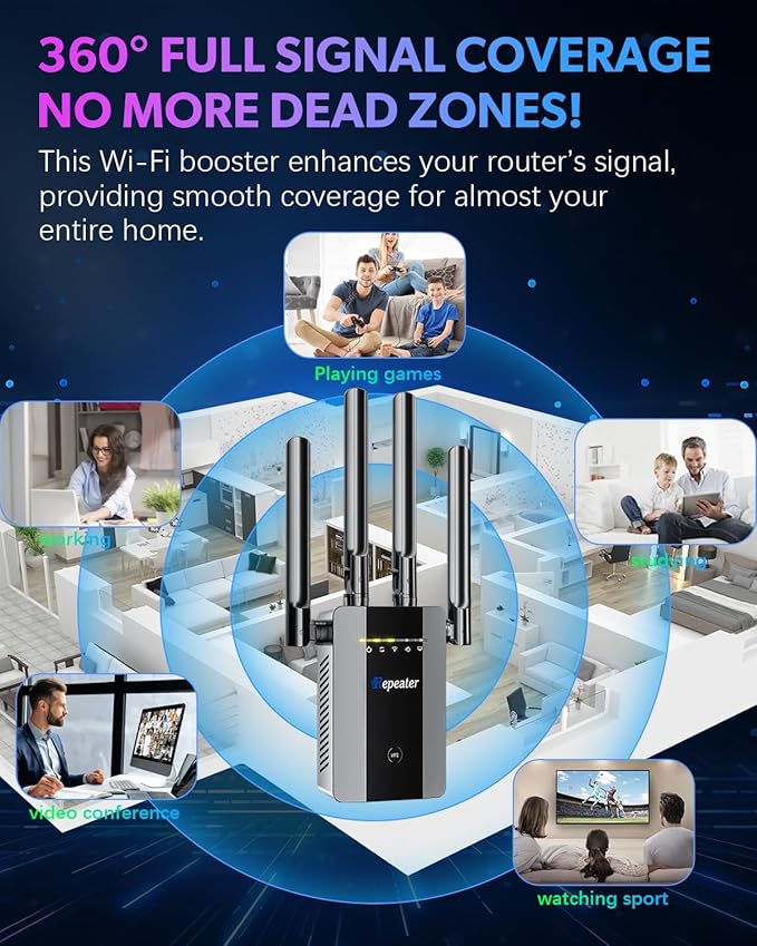 2026 New WiFi Extender Signal Booster, Long Range up to 13355Sq.ft, Wireless - Image 9