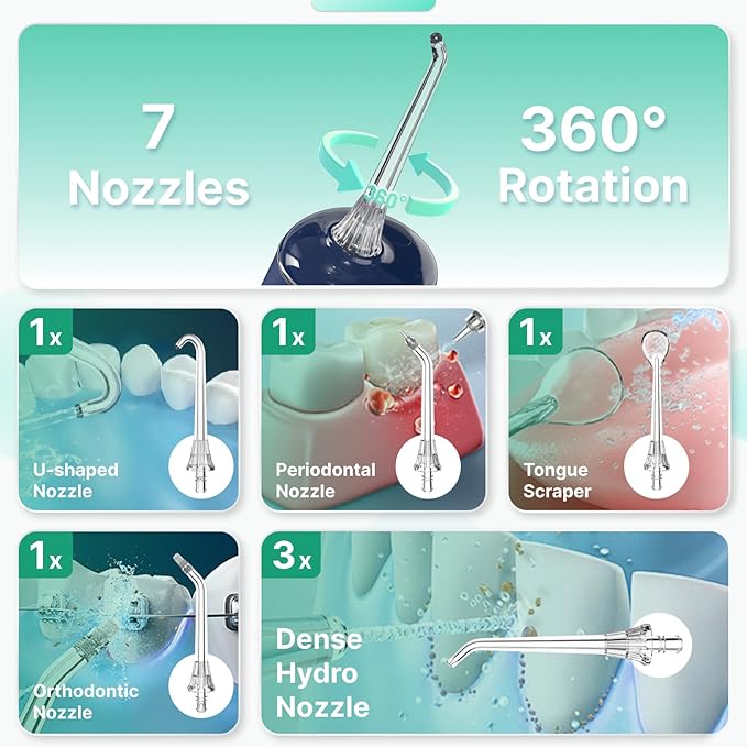 Water Flosser for Teeth, Cordless Oral Irrigator Portable Dental Cleaner Picks - Image 5