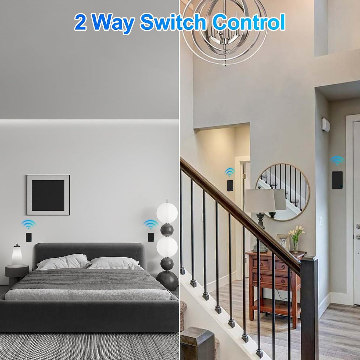 SuperInk Wireless Light Switch,No Wiring Remote Control Lighting Fixture | No Wiring,No WiFi,2 Mini Switch and Receiver,Outdoor 1969ft Indoor 328ft Remote Range,for LED Lights,Lamps,IP66 Waterproof
