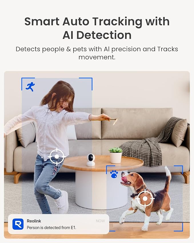 REOLINK Home Security Camera System, 4MP HD Plug-in Indoor WiFi 6 Pan Tilt Pet - Image 4