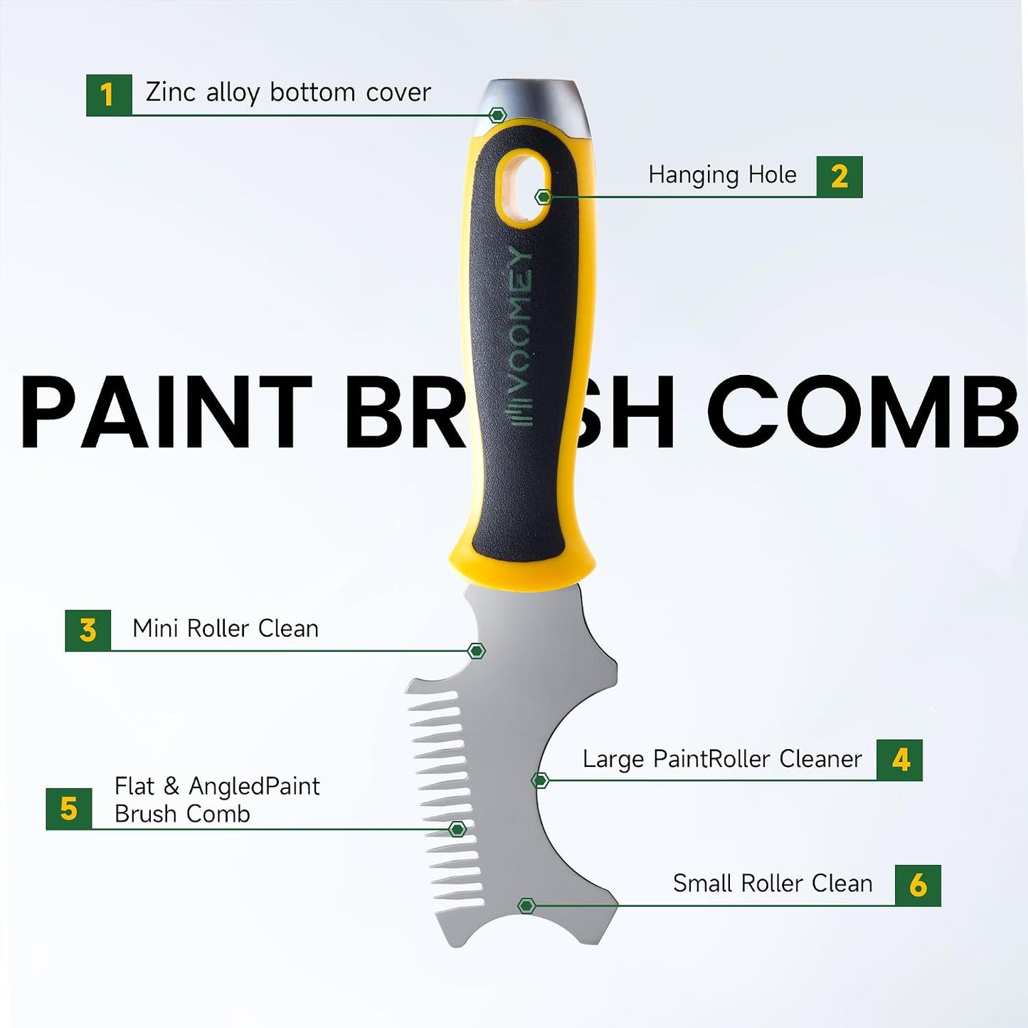 VOOMEY 5-in-1 Paint Brush Comb & 12-in-1 Painter Tool Scraper | Combines Brush Comb, Roller Cleaner and Scraper for Paint Removal, Tool Cleaning, Drywall Repair and Home Improvement