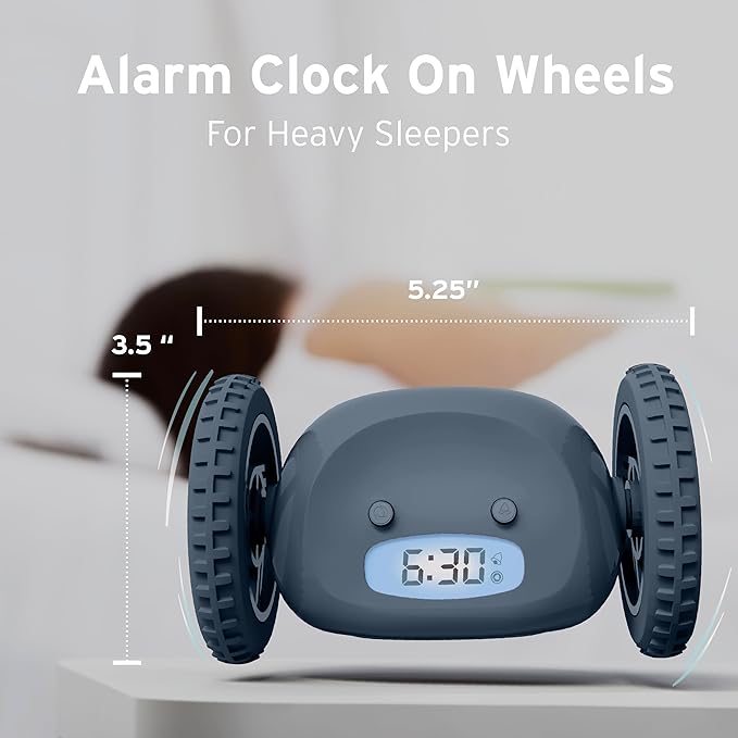 CLOCKY Extra Loud Alarm Clock for Heavy Sleepers on Wheels Rolls Runs Away - Image 6