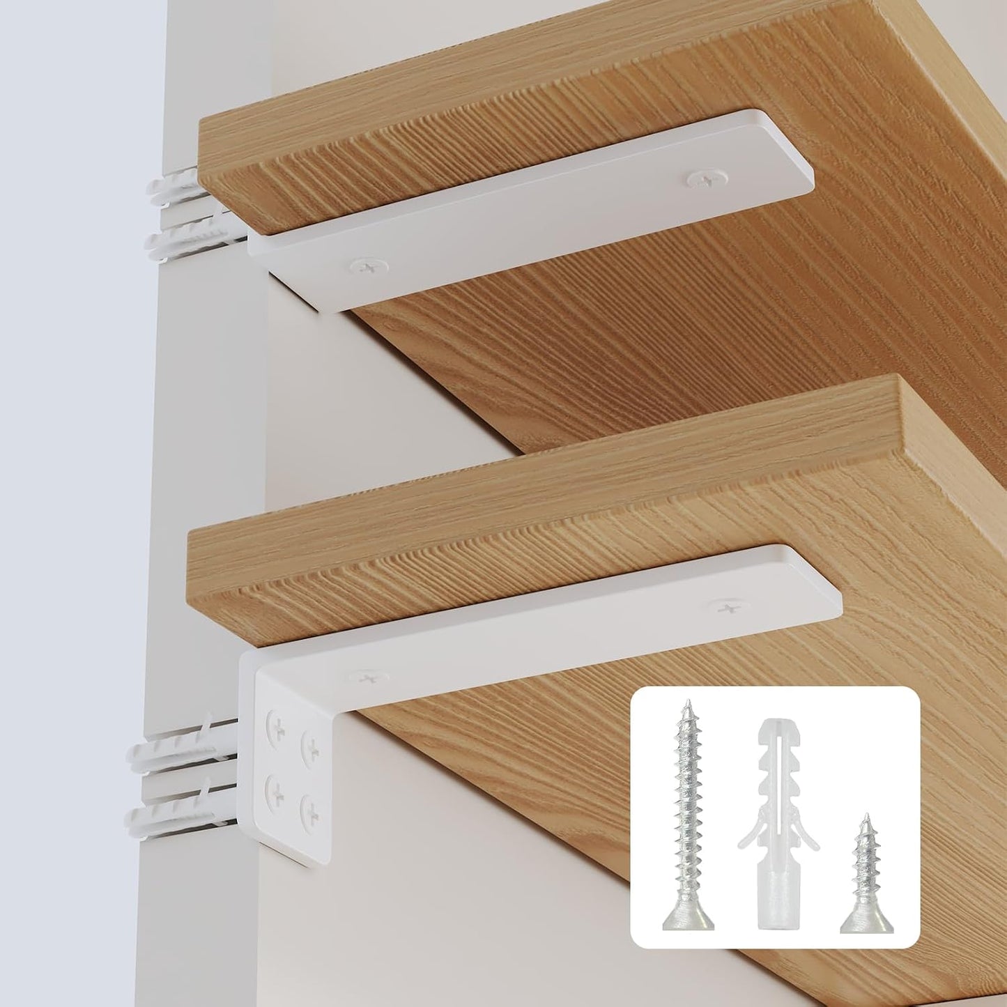 Shelf Brackets 10 inch, Heavy Duty Shelf Bracket 6 Pack L Brackets White Metal Wall Bracket for Shelves Support Bracket with Screws