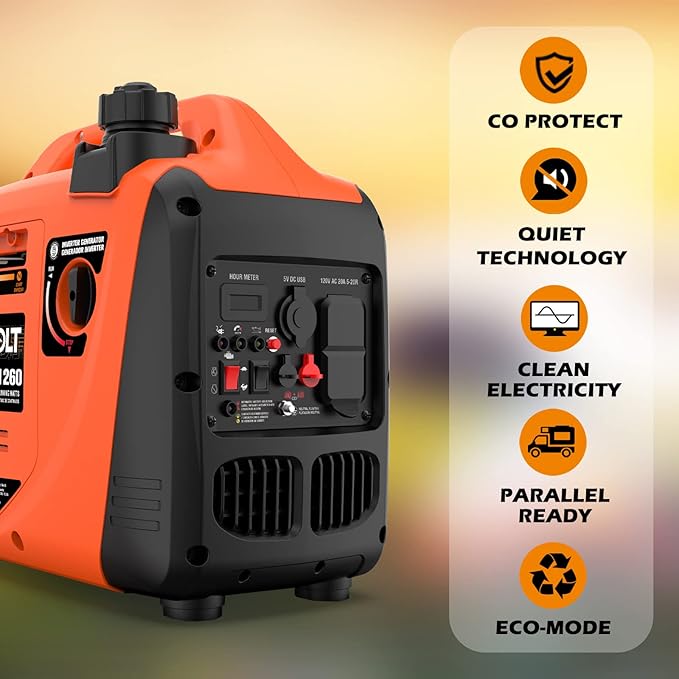 AIVOLT 1600W Super Quiet Inverter Generator, Ultra Lightweight Gas Powered - Image 2