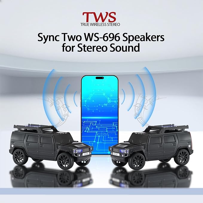 WSTER WS-696 Solar Bluetooth Replica Speaker – Portable Modern Off-Road Car - Image 8