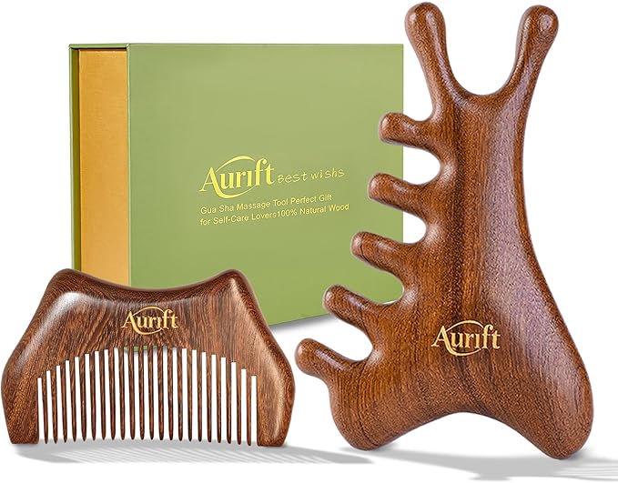 4-in-1 Wooden Gua Sha Tool Set – Facial, Body & Scalp Manual Guasha Massage Tool by Aurift