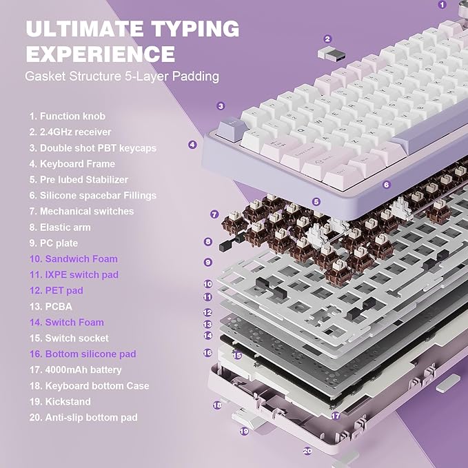 YUNZII B75 PRO Wireless Mechanical Keyboard, 75% Layout - Image 4