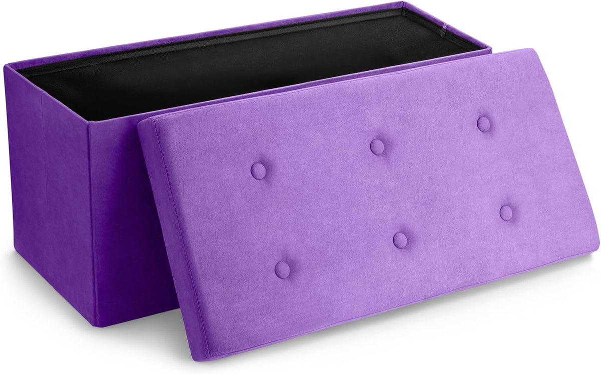 sorbus collapsible storage ottoman bench (purple, medium (15”, main product view