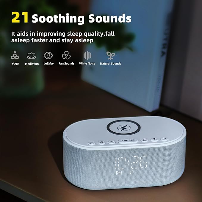 Sound Machine Alarm Clock Wireless Charger: Bluetooth 10W Stereo Sound Speaker - Image 5