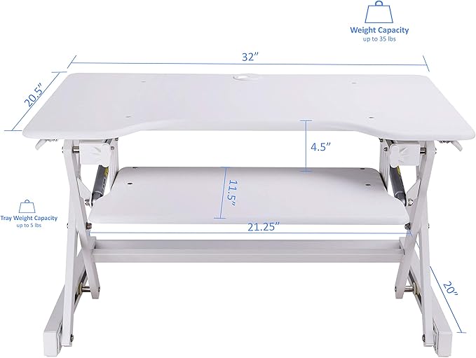 Rocelco 32" Height Adjustable Standing Desk Converter - Image 3