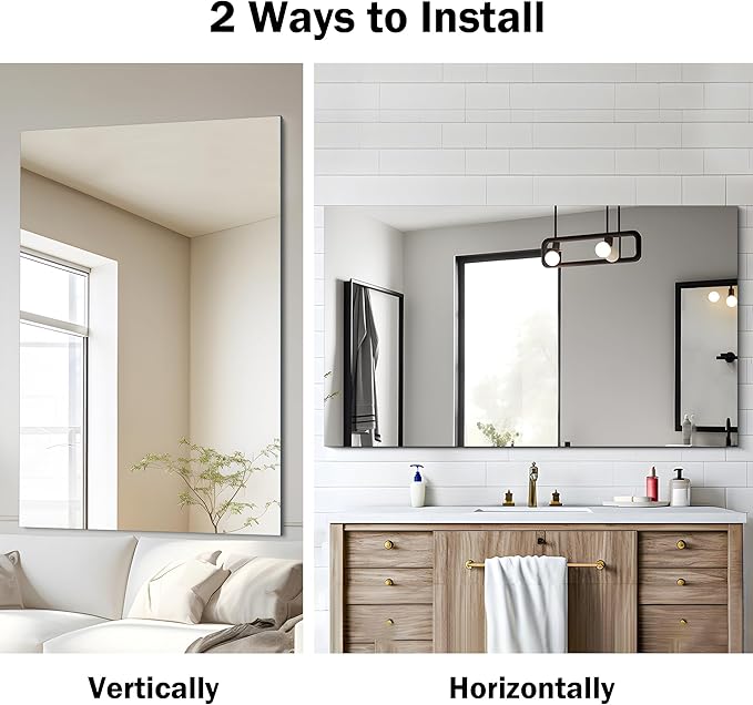 CILIBER Frameless Mirror, 30x48 inch Rectangle Bathroom Mirrors - Image 6