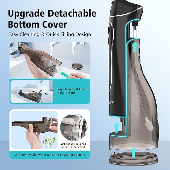 Leominor Water Flosser Pick for Teeth, 300ML Portable Oral Irrigator Upgraded - Image 5