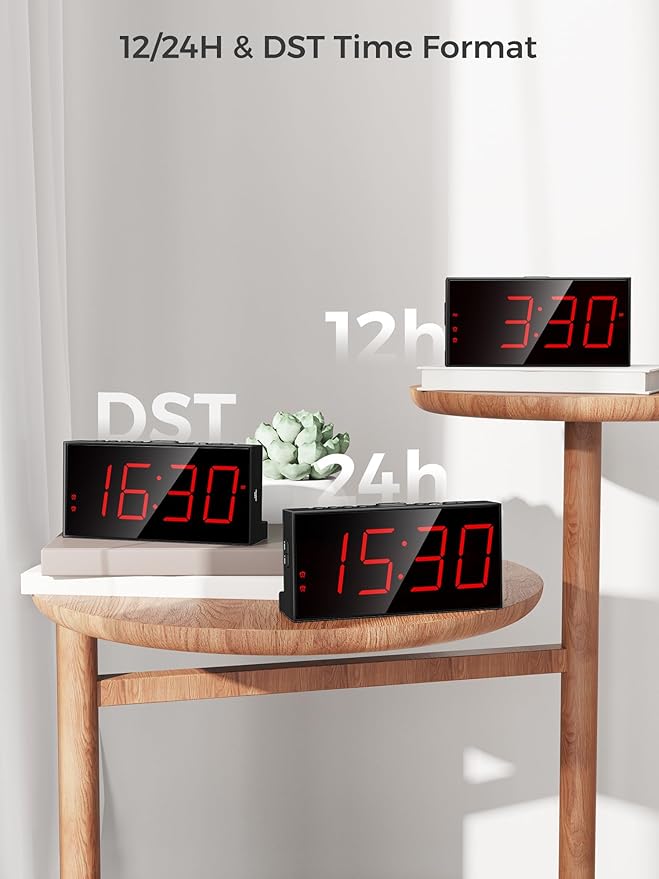 PPLEE Alarm Clock for Bedroom, Large Number Digital Clock - Image 8