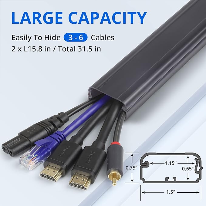 ZhiYo TV Cord Cover for Wall, 31.5 inch Cable Concealer, Cord Hider for Wall - Image 2