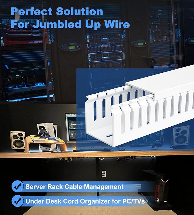 ZhiYo 2x2in Professional Server Rack Cable Management Raceway, 6.6ft Cable - Image 4