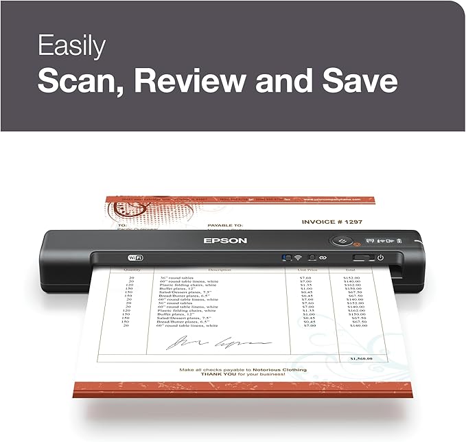 Epson Workforce ES-60W Wireless Portable Sheet-fed Document Scanner - Image 5