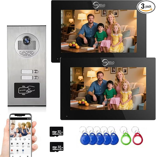 Wired Apartment Video Intercom System, 1080P HD Video Doorbell, Compatible by ANJIELOSMART
