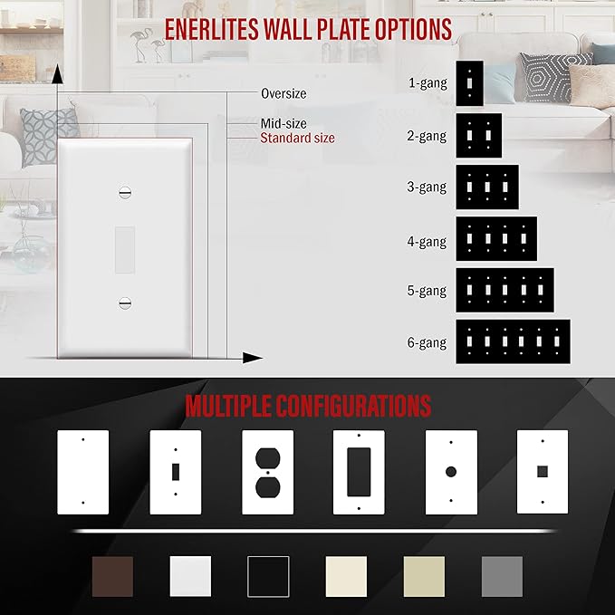 ENERLITES Toggle Light Switch Wall Plate, Gloss Finish, Standard Size 1-Gang - Image 3